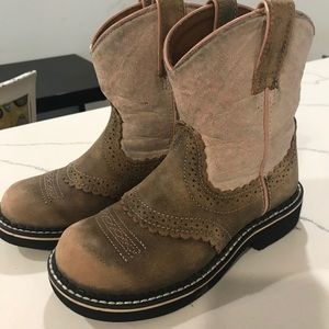 Ariat Girls boots, pink and brown suede, size 13